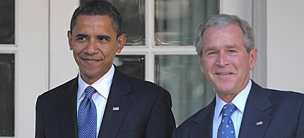 President Obama with George W. Bush. (photo: AP)
